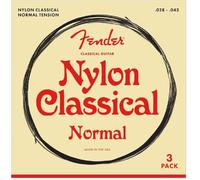 Fender Nylon Acoustic Strings, 100 Clear/Silver, Tie End, Gauges .028-.043, 3-Pack