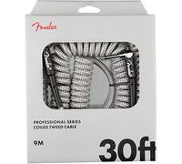 Fender Pro Cable Coil para Guitarra Eléctrica Blanco Tweed 30ft | Cable enrollado profesional, conector recto, guitarra eléctrica o bajo, amplificador, 30ft, blanco tweed, alta durabilidad