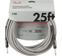 Fender Pro Cable de Instrumento Tweed Blanco Straight 7.5M | Cable para guitarra eléctrica, bajo y teclado, jack 6.35mm, blindaje profesional, diseño tweed blanco, 7.5M