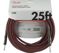 Fender Pro Cable de Instrumento Tweed Rojo Straight 25ft | Cable guitarra profesional, 25ft, conectores rectos, blindaje máximo, bajo ruido, tweed rojo, compatible con amplificador