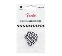 Fender Púas de guitarra de celuloide, accesorios para guitarra, forma 351, tablero de ajedrez, medianas, paquete de 8