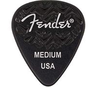 Fender Púas de guitarra de longitud de onda con forma 351, color negro, mediano, paquete de 6