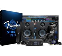 Fender Quantum - Paquete completo | Kit de estudio de grabación en casa con interfaz de audio USB-C LT 2, micrófono de condensador M7 MkII, auriculares HD7, monitores Eris 3.5, Fender Studio Pro