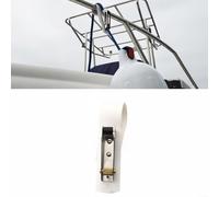 Fender Regulador de altura para barcos, rollo dorado con bloqueo de correa, apto para rieles de hasta 5 cm, protección inoxidable contra golpes de muelle, fácil instalación sin herramientas