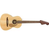 Fender Sonoran Mini Guitarra Acústica, Tapa de Abeto o Caoba, Escala de 24.1 Pulgadas, Cabeza Strat, Refuerzos Acanalados, Funda Incluida, Natural