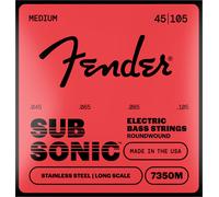 Cuerdas de bajo Fender Stainless 7350, acero inoxidable de cuerda redonda, escala larga, calibre 7350M .045-.105, (4)