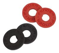 Fender Strap Blocks Seguro de Correa Guitarra Sin Herramientas, 4 Piezas | Compatible con todas las guitarras y bajos, no requiere modificaciones, 2 negras + 2 rojas, cierres de correa seguros