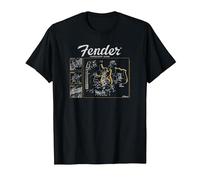 Fender Stratocaster Guitar Diagram Camiseta, Hombre, Negro, 5XL