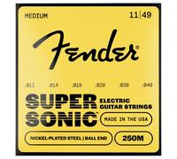 Fender Super 250 Guitar Strings for Electric Guitar, Nickel Plated Steel, Ball End, 250M Gauges .011-.049, (6)