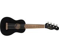 Fender Venice Ukulele Soprano Negro para Principiantes, 21" | El mejor ukelele para principiantes, tamaño soprano fácil de sostener, incluye lecciones virtuales gratuitas