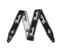 Fender WeighLess 2" Running Logo Guitar Strap Black/White