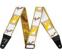 Fender WeighLess - Correa para guitarra monogramada, accesorios para guitarra, 5 cm, blanco/marrón/amarillo