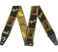 Fender"Weighless Monogram - Correa para guitarra y bajo, 5 cm de ancho, color negro/amarillo/marrón