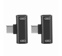 Fendysey Adaptador de 2 Piezas, Divisor USB-C de Alambre de Cobre estañado, convertidor 2 en 1, Cargador de Audio de Aluminio Tipo C para HTC(Black)