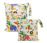 FenFang Bolsa húmeda y seca para pañales de tela, organizador de guardería, bolsas de almacenamiento, impermeable, lavable, reutilizable, con cremallera (beige)