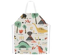 FenFang Delantal para Cocina Niños 4-10 Años, Delantal Pintura Infantil Tela Dinosaurio con Bolsillos de Chef Artista para Pintar Cocinar Hornear Jardín Fiesta Navidad Regalo (Beige)