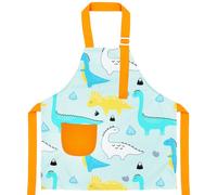 FenFang Delantal para Niños, Delantal Pintura Infantil, Delantales Cocina Impermeable, Delantales de Chef Artista para Pintar Hornear Jardín Fiesta Navidad Regalo para 2-12 Años (Dinosaurio Azul, M)