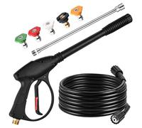 FENG PAI Pistola de lavado a presión con varita de extensión de 15 pulgadas y manguera de 25 pies, 5 puntas de boquilla de conexión rápida, manguera de lavado eléctrico y reemplazo de varita, ajuste
