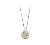 Feng Shui Accesorios para niñas Collar de corazón de la Suerte para Mujer, Collar con Colgante de trébol de Cuatro Hojas de Plata de Ley 925, Collar con Colgante de corazón de Amor, Collar de corazón