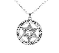 Feng Shui Accesorios para niñas Collar de Estrella de David para Mujeres y Hombres, Collar de Estrella de David de Plata de Ley 925 con circonita, Colgante Hueco Redondo con hexagrama, Collar de