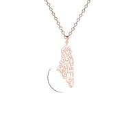 Feng Shui Accesorios para niñas Collar de Israel, Plata de Ley 925 Collar con Colgante de Mapa de Palestina de Israel Collares de Cadena de geografía del país para Mujeres Regalo de joyería al por