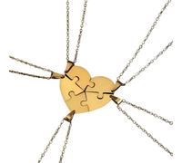 Feng Shui Accesorios para niñas Collar de Pieza de Rompecabezas de Plata de Ley 925 para Mujeres y Hombres, Collar con Colgante de Rompecabezas de corazón de Amor 2/3/4/5/6 Piezas, Collar de