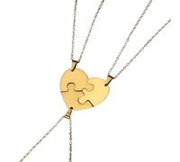 Feng Shui Accesorios para niñas Collar de Pieza de Rompecabezas de Plata de Ley 925 para Mujeres y Hombres, Collar con Colgante de Rompecabezas de corazón de Amor 2/3/4/5/6 Piezas, Collar de