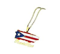 Feng Shui Accesorios para niñas Collar de Plata de Ley 925 con Bandera Estadounidense para Hombres y Mujeres, Colgante de Bandera de Mapa de Puerto Rico de EE. UU. Collar con Cruz de Bandera