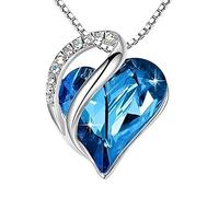 Feng Shui Accesorios para niñas Collar de Plata de Ley 925 con Forma de corazón del océano para Mujer, Collar con corazón de océano Collar Multicolor con circonitas para Fiesta Informal, Collar