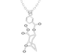 Feng Shui Accesorios para niñas Collar de serotonina de Plata de Ley 925 para Mujeres y Hombres, Cerveza 3D Trinitrotolu Vitamina C Cocaína Agua DMT Molécula Ciencia Biología Química Charm Colgante
