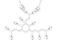 Feng Shui Accesorios para niñas Collar de serotonina de Plata de Ley 925 para Mujeres y Hombres, Cerveza 3D Trinitrotolu Vitamina C Cocaína Agua DMT Molécula Ciencia Biología Química Charm Colgante