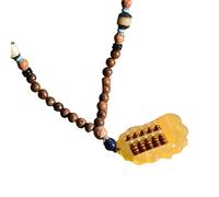 Feng Shui Accesorios para niñas Collar Hippie de Plata de Ley 925 para Mujeres y Hombres, Collar con Colgante de Paz, Borla estética Bohemia, Cuentas de Madera Vintage, Cadena de suéter Bohemia,