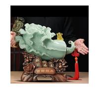 Feng Shui Adornos Adornos Escultura Adornos de repollo de Jade, Estatua de Fengshui para Riqueza y Suerte, Escultura de símbolo de Suerte, Adorno de Escritorio de Resina para Adornos de Feng Shui de