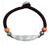 Feng shui amulet auténtico jade lotus lotus afortunado handmade rojo cuerda pulsera dones chinos para atraer dinero para buena fortuna valiente riqueza trae prosperidad, 17cm cinabar