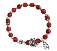 Feng shui amuleto pulsera de riqueza natural ágata roja natural s925 beads de plata esterlina brazalete brazalete regalos chinos para atraer dinero para buena fortuna valiente traer prosperidad