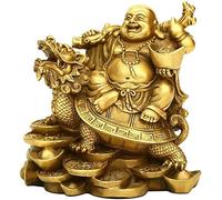 Feng Shui Buda Riendo Y Tortuga Decoración De La Riqueza Estatua Decoración del Hogar Inauguración De La Casa Proteger La Casa Paz Riqueza Regalos De Felicitación 1223