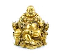 Feng Shui Buddha Statue Lucky God Of Wealth, Laughing Buddha On Emperor Dragon Chair, Brass Buddha Statue And Sculpture Home Decor Congratulatory Gift