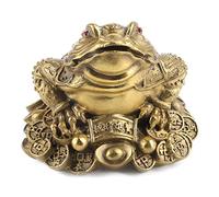 Feng Shui Chino Ranas Latón Sapos Dorados Estatua de Tres Patas Ranas de Dinero Riqueza Suerte Decoración de la Oficina en el Hogar Sapos Suerte Rezar Decoración(M)