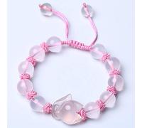Feng Shui Citrino/Rosa Pulsera Curativa De Cristal Tallada A Mano Zorro Piña Nudo Brazalete Elástico Brazalete Ajustable Invitar Al Matrimonio Y Proteger La Felicidad Atraer Dinero Buena Suerte