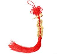 Feng Shui - Decoración de coche con calabaza de cobre hecha a mano y símbolo de nudo de buena suerte (calabaza pequeña)