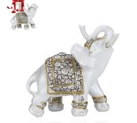 Feng Shui estatuas de Elefante para la Fortuna de la Riqueza, Resina Estatua de Elefante Afortunado Coleccionable, Escultura de Elefante de Estilo de Porcelana, decoración de la Oficina del hogar