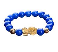 Feng Shui, Feng Shui Riqueza Bracelete Rare Pure Royal Blue Azulario Agata Chakra Gemstone Cuadros de Cuarzo Atraer Dinero Creatividad Suerte Fortuna Talismán Paz Prosperidad (10 mm)