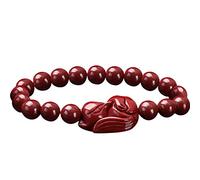 Feng Shui, Feng Shui Wealth for Women Cinnabar Fox de Brazalete estirado Talismán de Cuentas talladas para la Prosperidad Money Buena Suerte (8 mm)