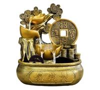 Feng Shui - Fuente de mesa para hacer riqueza de agua corriente, adornos circulantes, regalos de apertura, corona de árbol de fortuna, bola de vidrio, árbol de dinero, decoración del hogar, regalo de