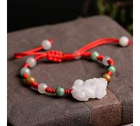 Feng Shui Jade Pixiu Pulsera Amuleto de Riqueza Fei Cui Jade Piyao Pulsera Cera Fei Cui Jade Brazalete Raras Cuentas Tricolores Chakra Curativo Talismán Pulsera de Cristal for Dinero Buena Suerte/1984