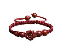 Feng Shui Natural Cinnabar Prosperity Flowers Red String Pulseras trenzadas for mujeres y niñas, ajustable Good Luck Beads Attract Wealth Fashion Amulet Charm Bracelets for Friends Gifts Cinnabar
