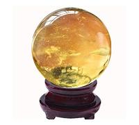 Feng Shui Ornaments Crystal Ball/Photography Ball Cracked Topaz Crystal Ball Office Auspicious Ball Ball Stone Carving Gift for Photography Decoration (12cm)