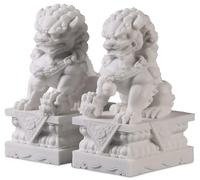 Feng Shui - Par de leones guardianes chinos, estatuas de mármol para escritorio de oficina y decoración del hogar para protegerse de la energía malvada
