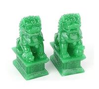 Feng Shui Porsperidad - Par de perros Fu Foo Estatuas de León Guardián Estatuas Tradicionales Chinas Estatuas Piedra Verde Estatuas Mejor inauguración de la casa Felicitación para interior y exterior