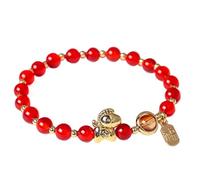 Feng Shui - Pulsera con dije de caballo dorado, amuleto para amor y prosperidad, pulsera de piedras preciosas naturales del año 2026 del caballo, One Size, Piedra, Sin piedra preciosa